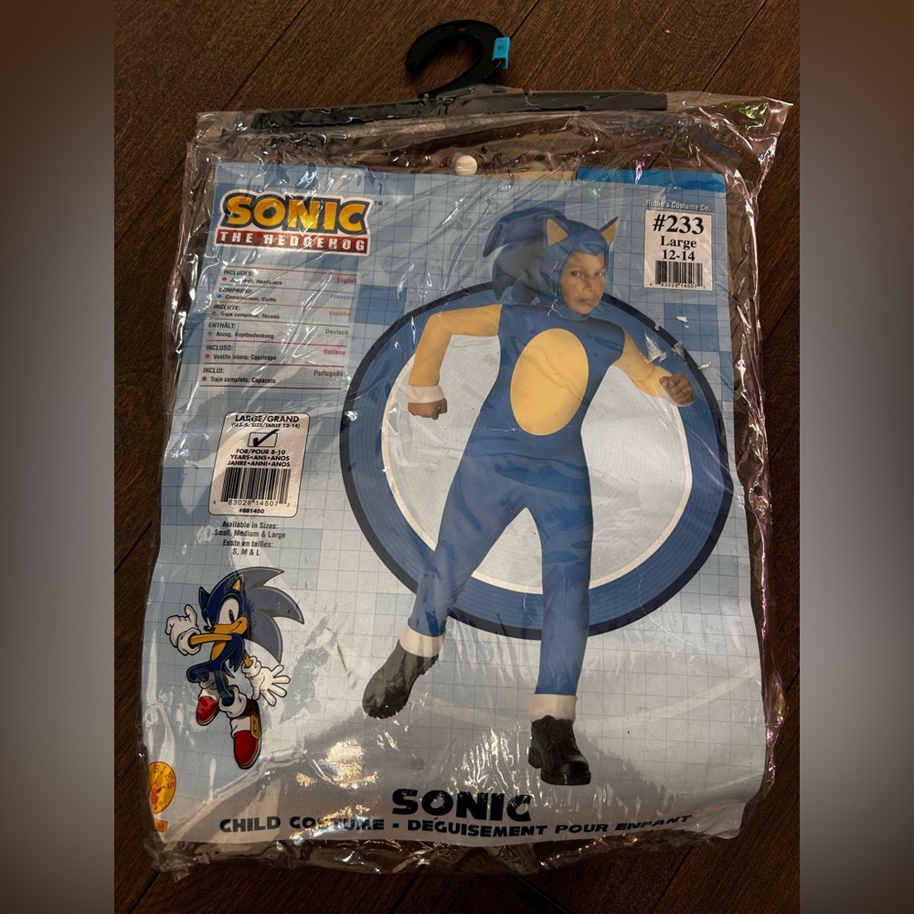 Sonic costume size large 12-14 youth‎